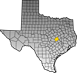 Map showing Milam County location within the state of Texas